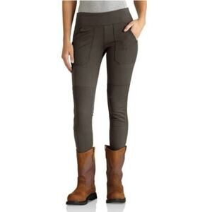 Carhartt Green Legging Hiking Ultility Work Pants Fitted Lightweight Stretchy